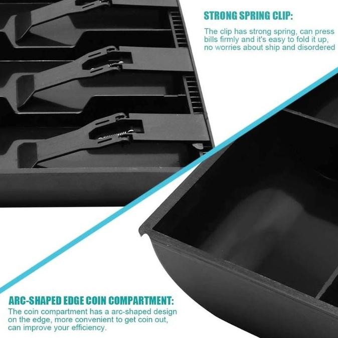 

tyS Money Drawer Tray/Rak Model 5 Sekat Partisi Uang Kertas+4 Sekat Partisi Uang Logam untuk Mesin Kasir