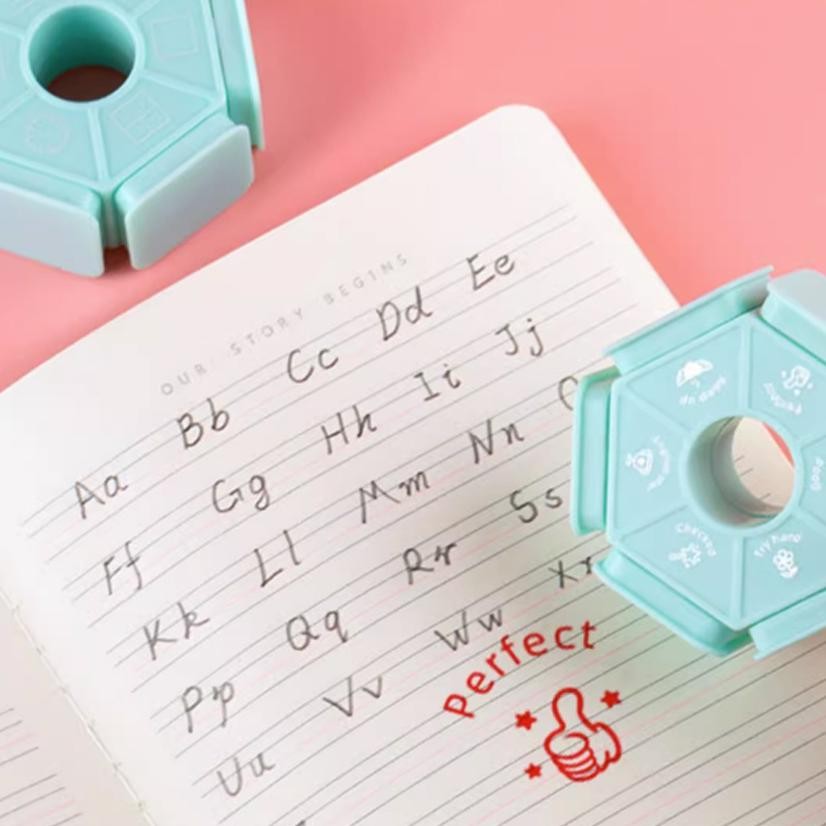 

[original] 6in1 teacher stamp stempel reward anak tk inking comment stamp english version praise reward for school classroom homework grading stamp motivational [terlaris] [terbaik]