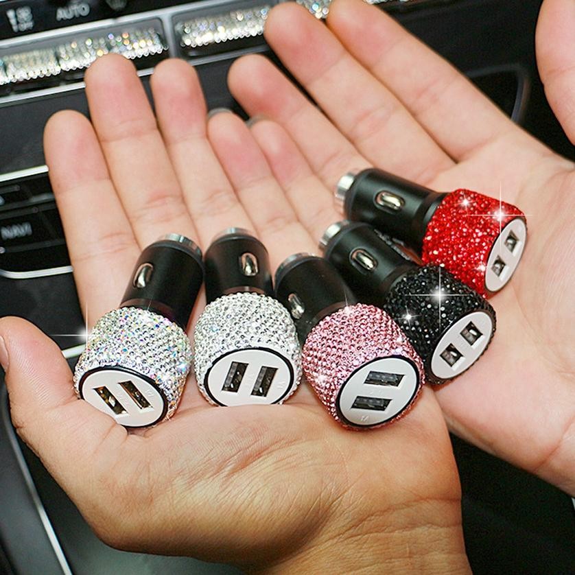 [original] diamond adaptor car charger mobil dual usb port fast charging mobil hp 3.1a 2 port - usb 
