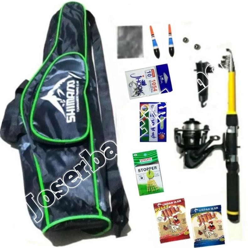 terlaris paket komplit 1 set alat pancing bonus tas pancing 60 cm lengkap siap strike murah