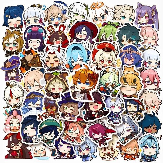 

60 Pcs Cute Genshin Impact Stickers untuk Laptop HP Aksesoris dll
