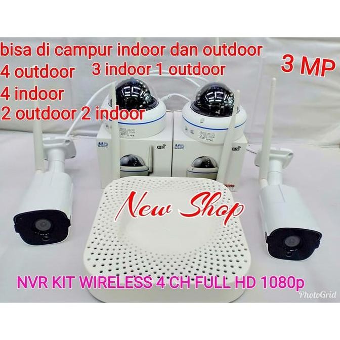 Paket cctv NVR KIT 4 KAMERA FULL HD 1080P (kamera full wireless)