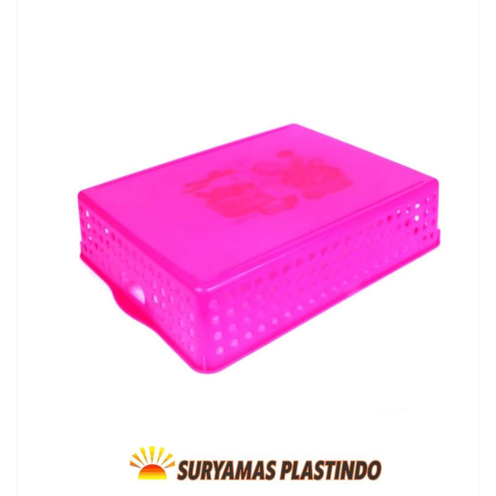 Keranjang Buah Sayur Plastik Persegi Kecil Serbaguna A4 High Grade