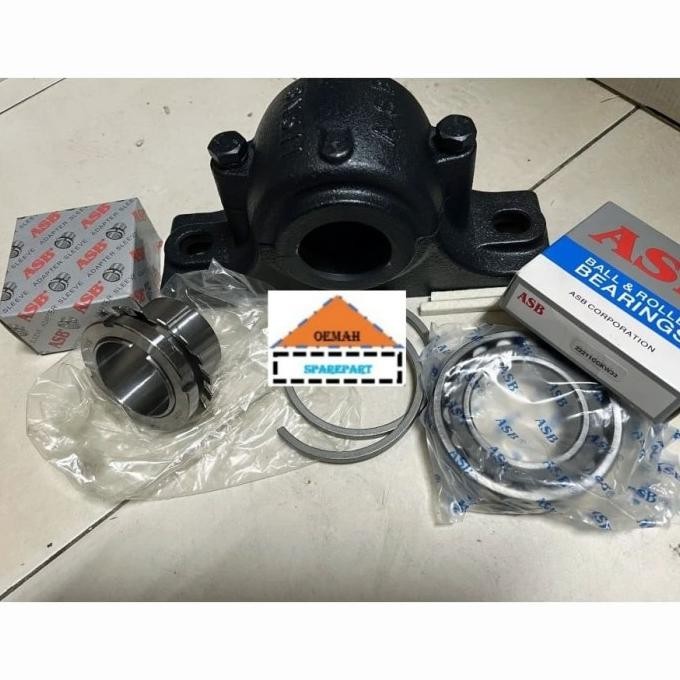 New PLUMMER BLOCK SN 522 BEARING HOUSING SN522 KOMPLIT LENGKAP ADAPTER SLEAVE AS 100 AS100 MM