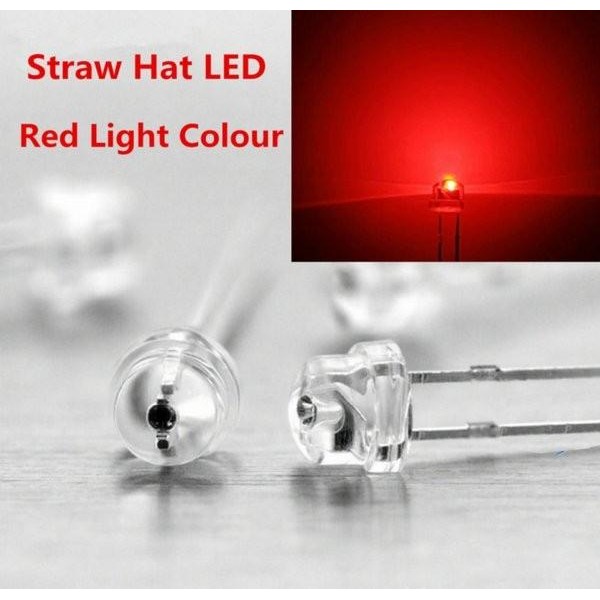LED 5mm Strawhat Red Clear Lens LED Topi 5 mm Strawhat Merah 2pin 2p