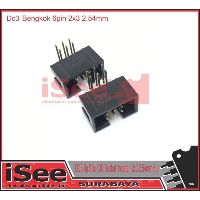 DC3-6p Siku soket IDC Socket Box header Bengkok 6pin 2x3 2.54mm 6 p
