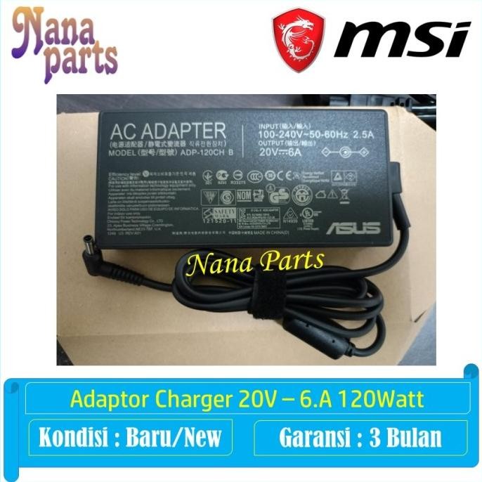 Adaptor Charger Laptop Msi Cyborg 15 A12Vf 20V 6A 120W Original New Stok