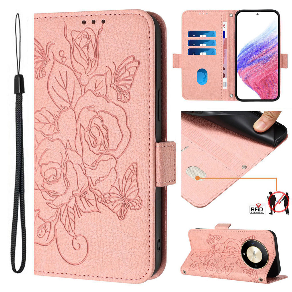 For Huawei Nova 9 case Luxury Wallet Card Slot Flip Rose Flower Magnetic Stand Leather Phone Case Ca