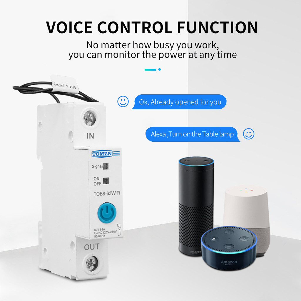 Tomzn Ewelink Single Phase Wifi Smart Energy Meter Kwh Metering Monitoring Circuit Breaker Timer