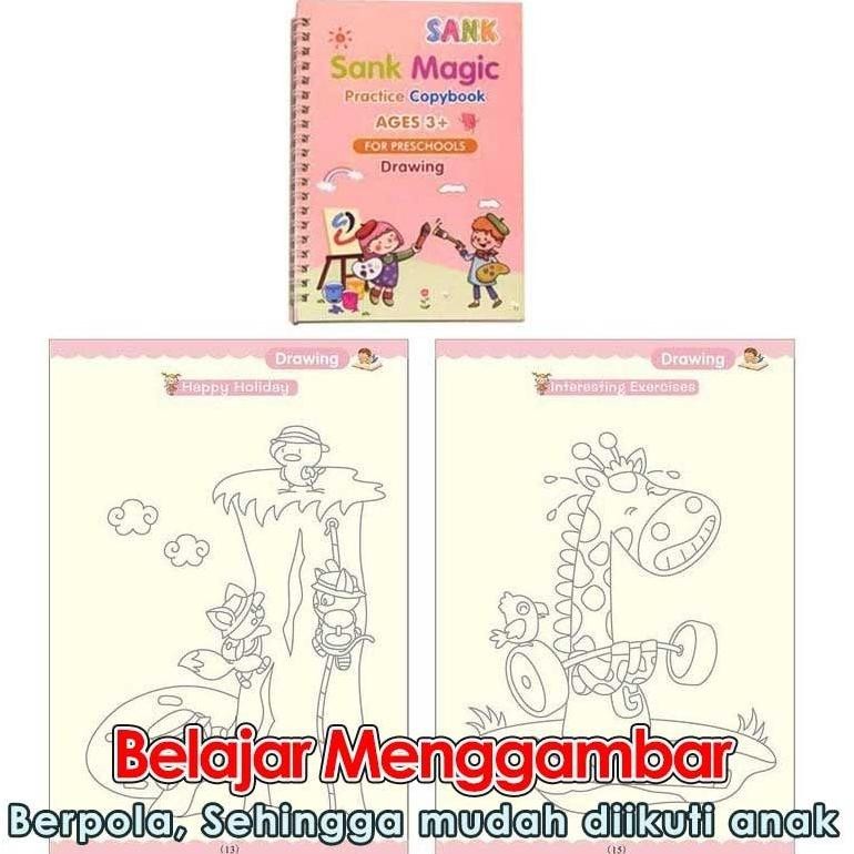

Ur37 Sank Magic Book (Magic Groove) - Buku Belajar Menulis Untuk Paud Preschool Tk Huruf Angka Bentuk Garis Reusable Tinta Ajaib