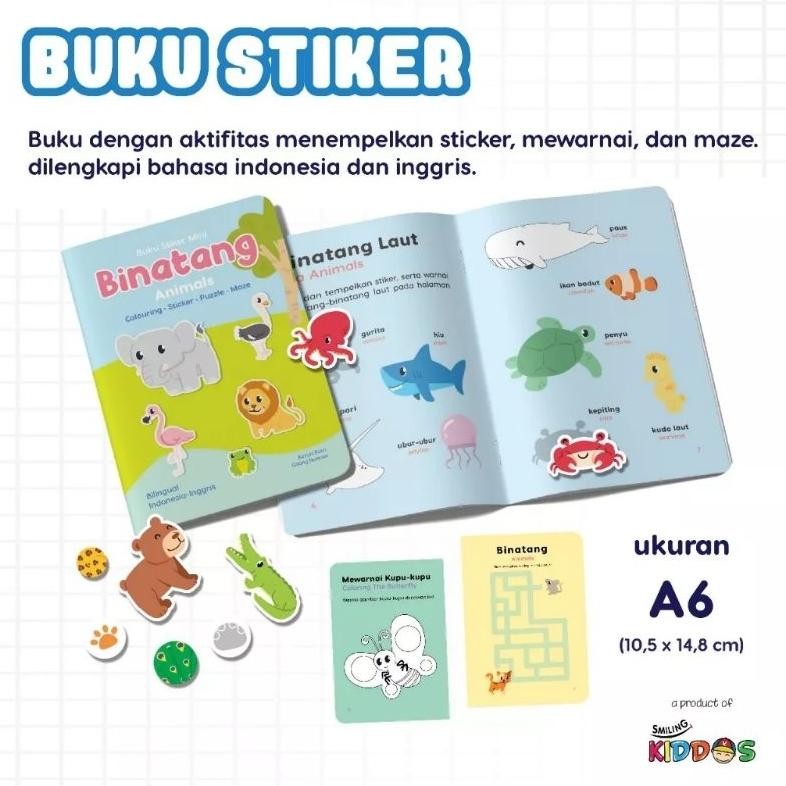 

Murah Meriah Smiling Kiddos Buku Stiker- Buku Aktivitas Binatang Kendaraan Menempel Puzzle