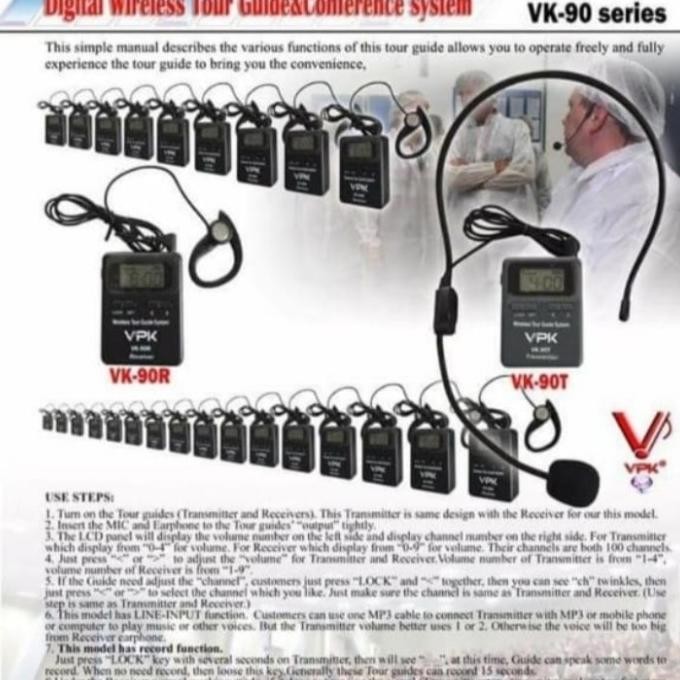 Terlaris Mic Tour Guide Vpk Vk 90T / Vk 90R Wireless Original1Pendengar 1Bicara