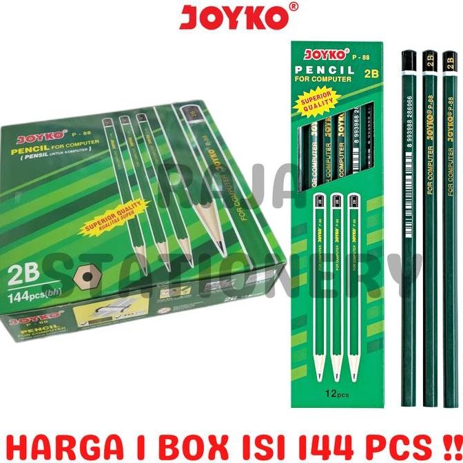 

TERBARU - PENSIL KAYU JOYKO P88 PENCIL 2B KOMPUTER UJIAN GROSIR P-88 GROSS BOX [144PCS]