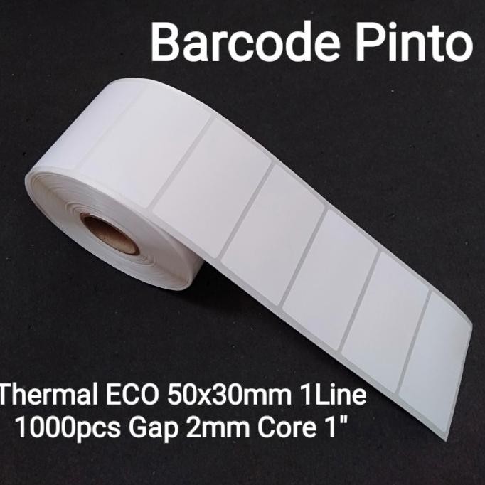 

tyS Label Barcode Thermal ECO 50x30mm 1Line 1000pcs Gap 2mm Core 1 inchi