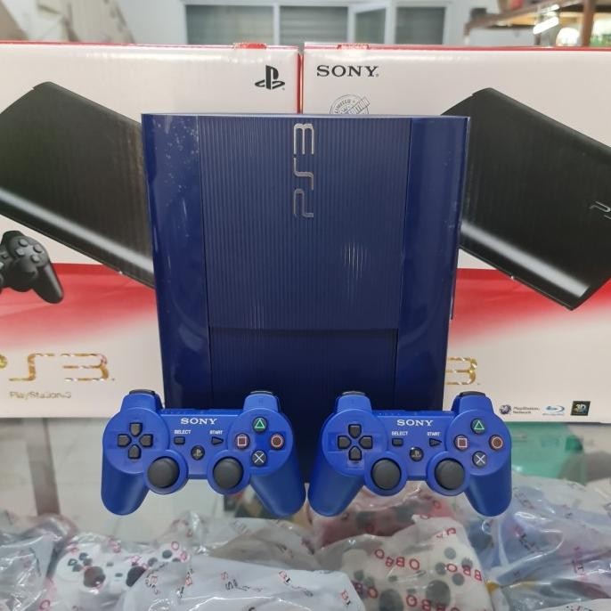 PS3 SUPER SLIM SPECIAL EDITION BIRU 500GB FULL GAME 2 STIK ORI murah