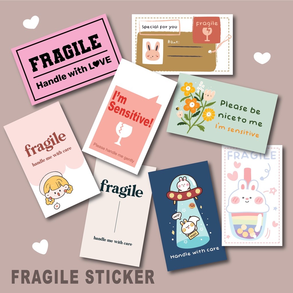 

Small Aesthetic Fragile Sticker Cute online shop sticker tanda barang pecah label sticker