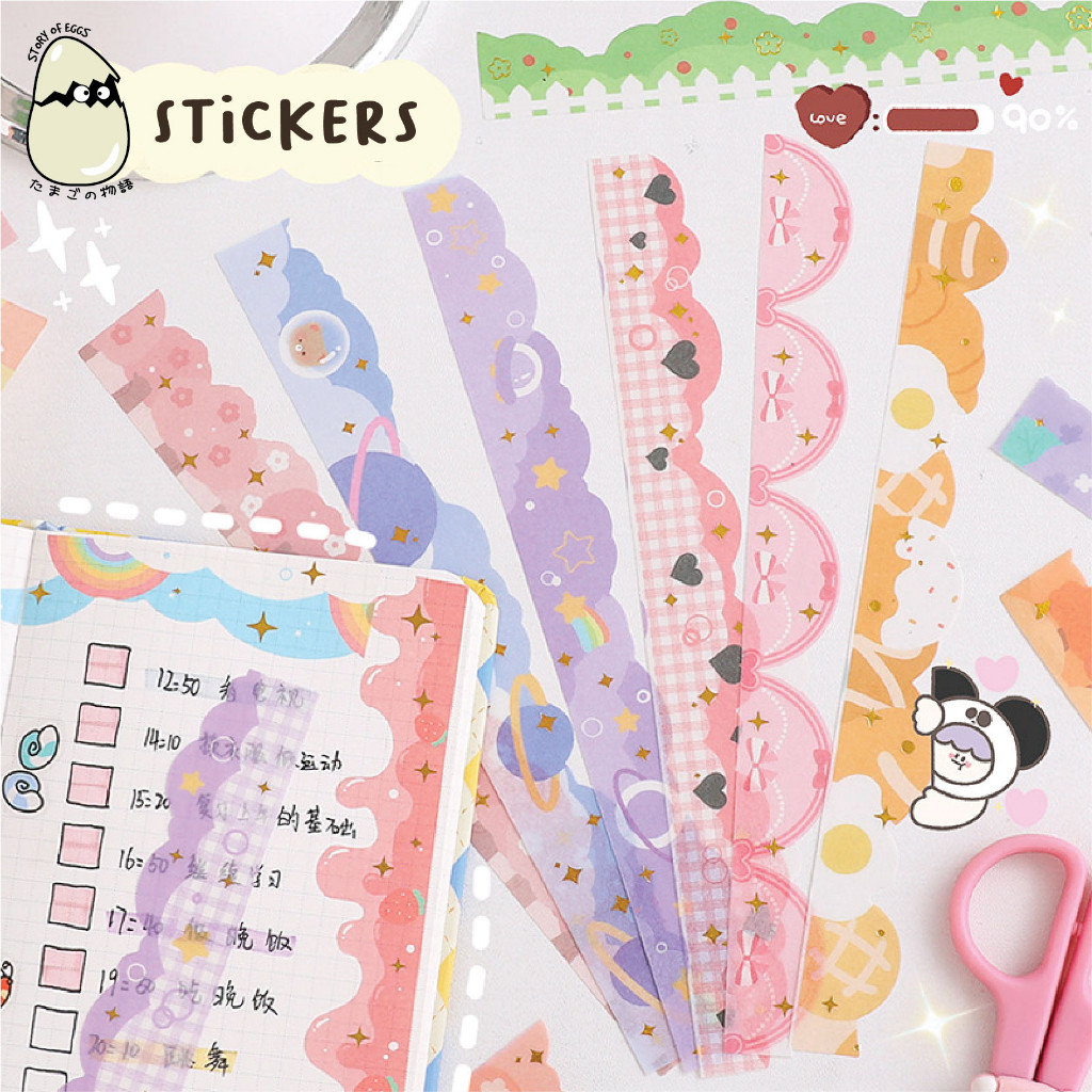 

Lace Sticker Aesthetic and Cute isi 10 pcs l Decorating sticker l Korean Japan Sticker l School Sticker l Bujo Sticker l Diary Sticker
