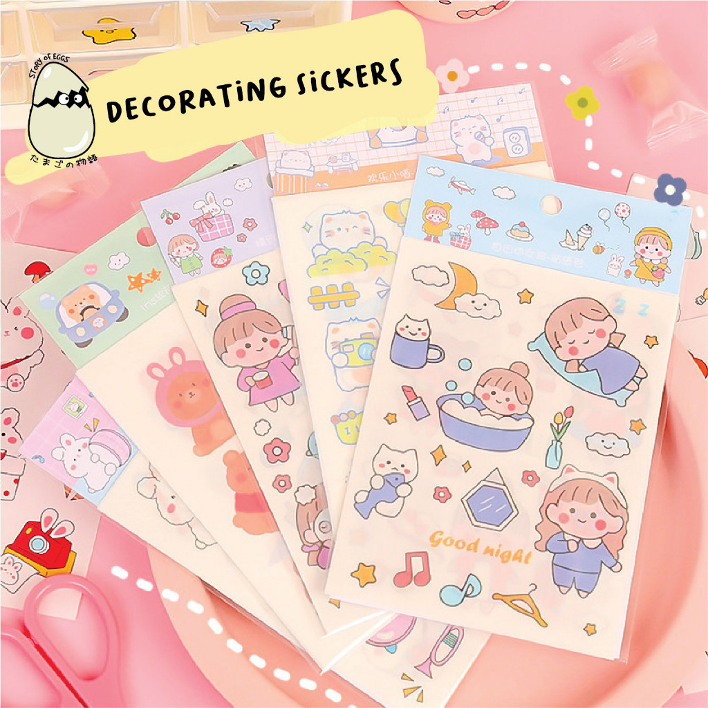

Sticker Aesthetic and Cute isi 4 pcs Decorating Sticker Sekolah Stiker Bujo Sticker Diary Sticker