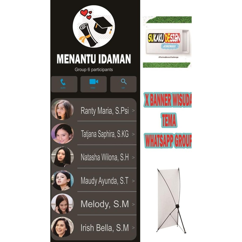 ready  X BANNER WISUDA KEKINIAN DESIGN WHATSAPP GROUP / BISA COD murah