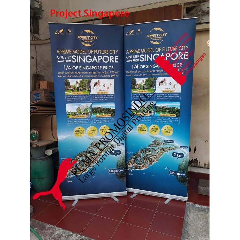 ready  Roll Up Banner Alumunium Plus printing Ukuran 80 x 180 Murah Jakarta murah