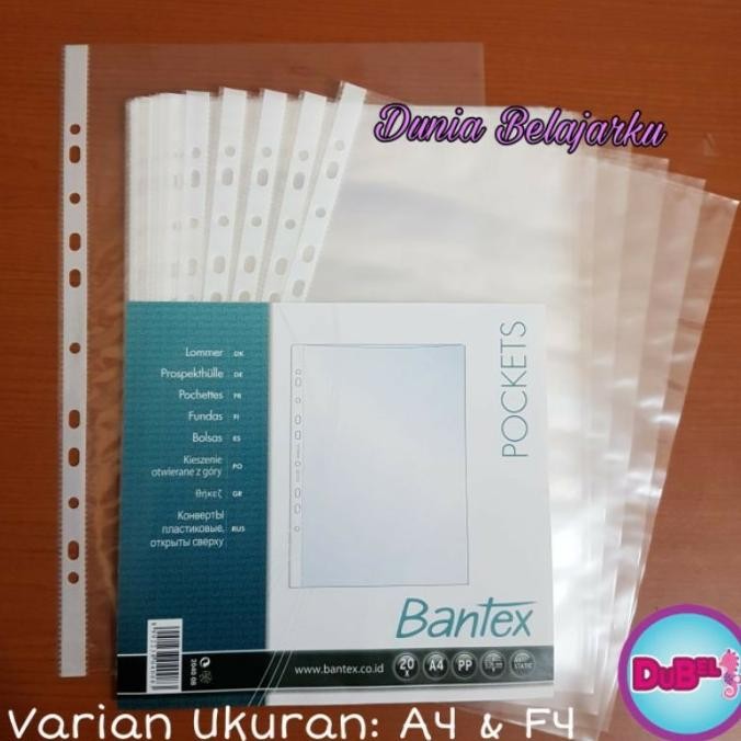 

new !!! PP Plastik Pocket Bantex F4 dan A4 Bening / Tebal 0.06mm / Anti Static murah