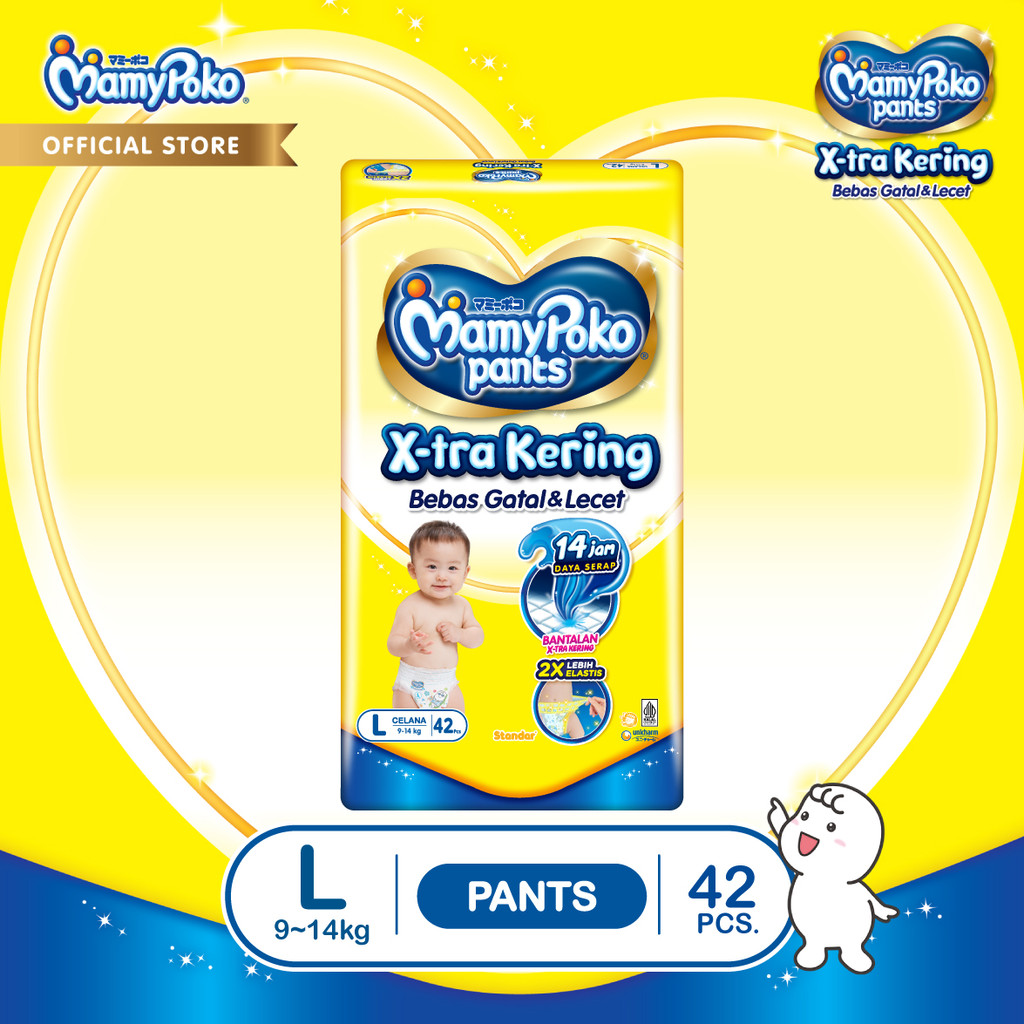 MamyPoko Pants X-tra Kering - L 42 - Popok Celana