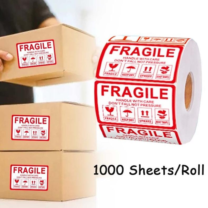 

Premium 1000Pcs Fragile Sticker 60*40Mm Lakban Fragile Merah Sticker Fragile Pengiriman Handle With Care Lakban Unboxing Fragile High Quality