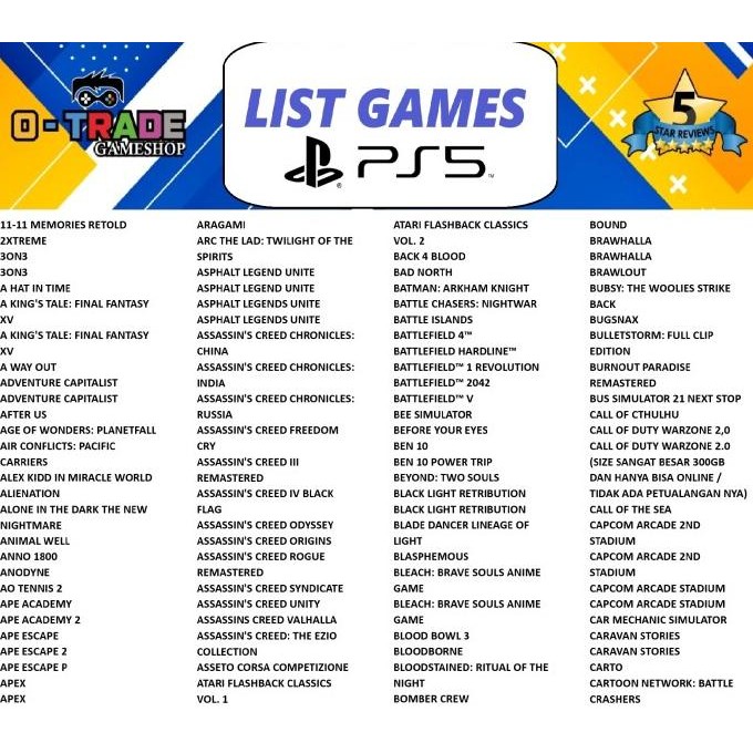 PLAYSTATION 5 PS5 DISC / DIGITAL VERSION REG USA / JP / INDO FULL GAME murah