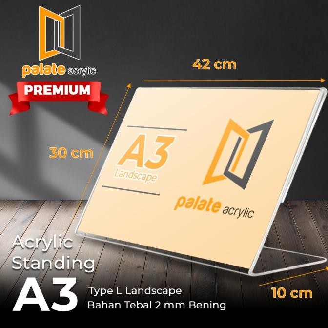 

new !!! AKRILIK TENT HOLDER A3 L LANDSCAPE - 2MM PREMIUM murah