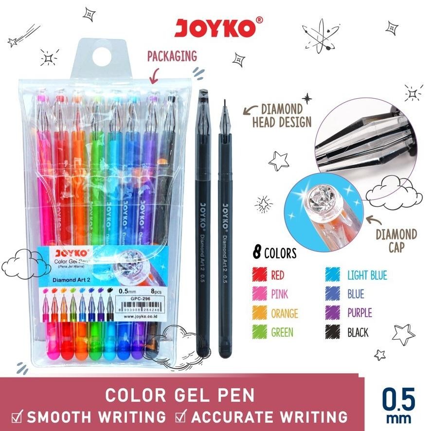 

ew-45 MMA-1318 Joyko Color Gel Pen GPC-296 Diamond Art 2 Set 8 Color / Gel Pen Warna Warni Berkualitas Sale