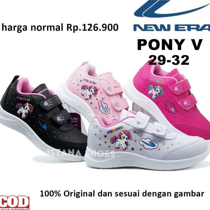 Sepatu Sekolah Anak Perempuan PAUD TK SD Hitam New Era Kuda Poni Kets