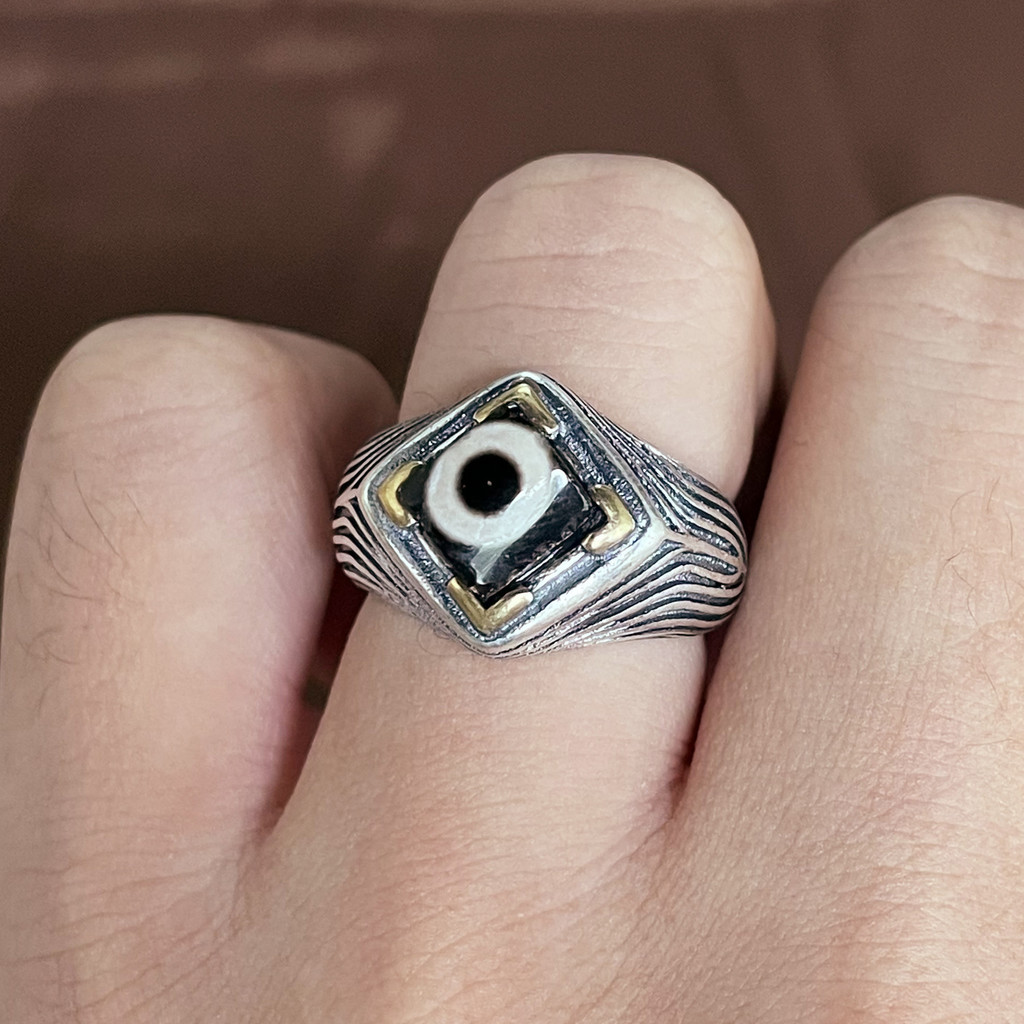 Tibetan Dzi Beads Tibetan Dzi Beads Inlaid Ring Adjustable for Men and Women