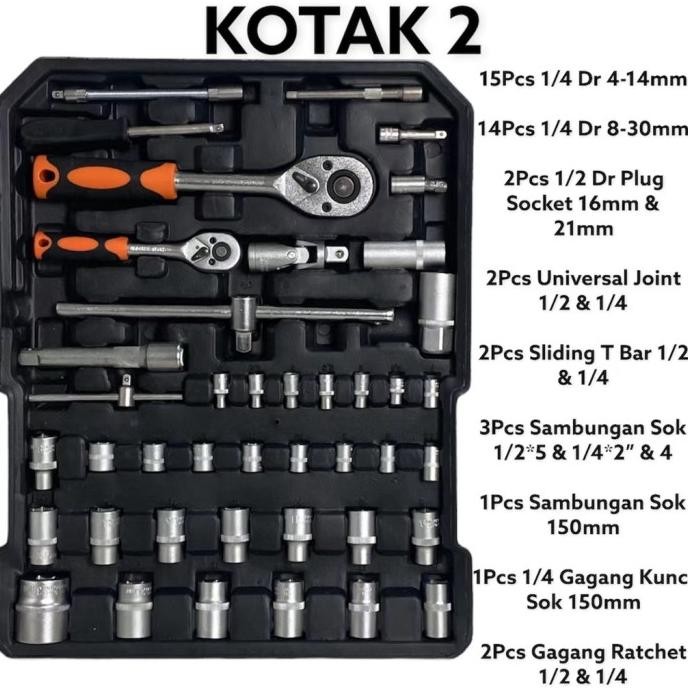 ISKU TOOLKIT SET LENGKAP 187 82PCS/KUNCI SHOCK FULLSET/TOOL BOX PERKAKAS BENGKEL MOTOR KOMPLIT/KUNCI