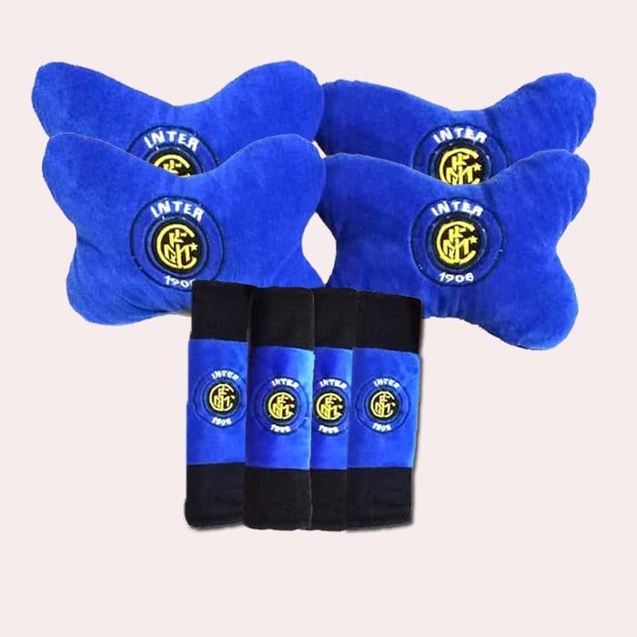 Set Aksesoris Bantal Mobil 8 Pcs Bantal Jok Motif Intermilan Inter Milan