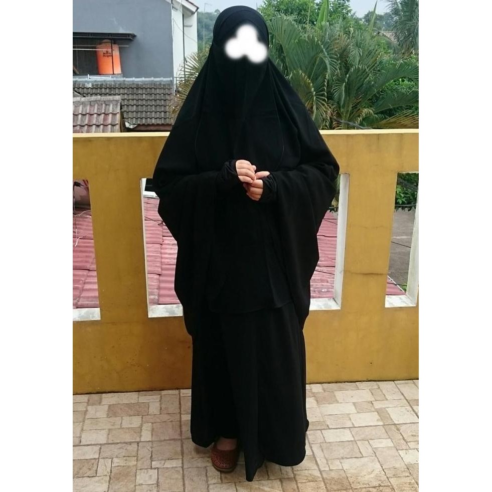 Original gamis set cadar bahan jet Black Halus