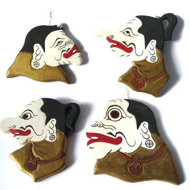 TERMURAH HIASAN DINDING PUNAKAWAN ISI 4 PCS WAYANG SEMAR GARENG PETRUK BAGONG PAJANGAN DEKORASI
