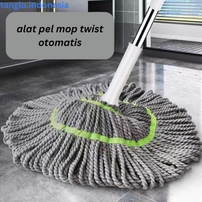 Ultra Praktis Twist Mop Set Kain Pel Peras Putar Otomatis Alat Kain Lap Pel Lantai Peras Yang Prakti