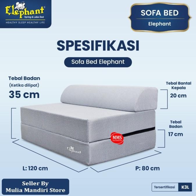 Bisa Spk Elephant Kasur Lantai Lipat Trifold Sofabed / Sofa Bed Kasur / Sofa Tidur Lipat