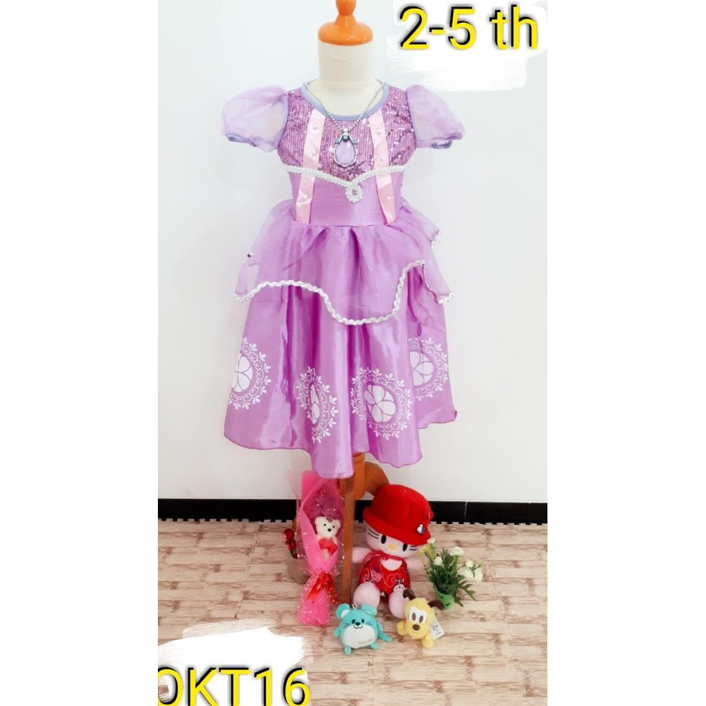 BAJU KOSTUM KARAKTER SOFIA FREE KALUNG 2 3 4 5 TH PRINCESS SOPHIA OKE | BAJU ANAK IMPORT | DRESS IMP