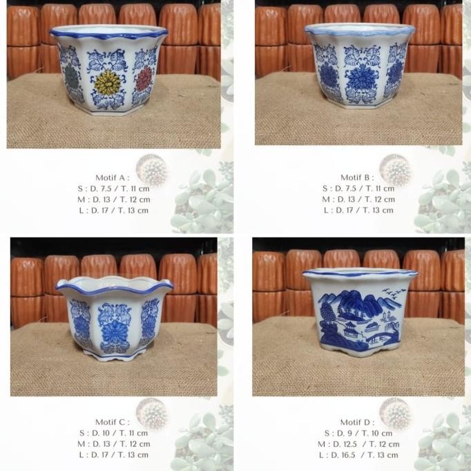 Pot Keramik / Pot keramik cantik / Pot Keramik putih motif bunga