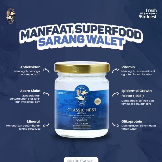 

Bird Nest Sarang Burung Walet Asli Premium 100% Nyonya Walet Mingguan Original Dan Terlaris