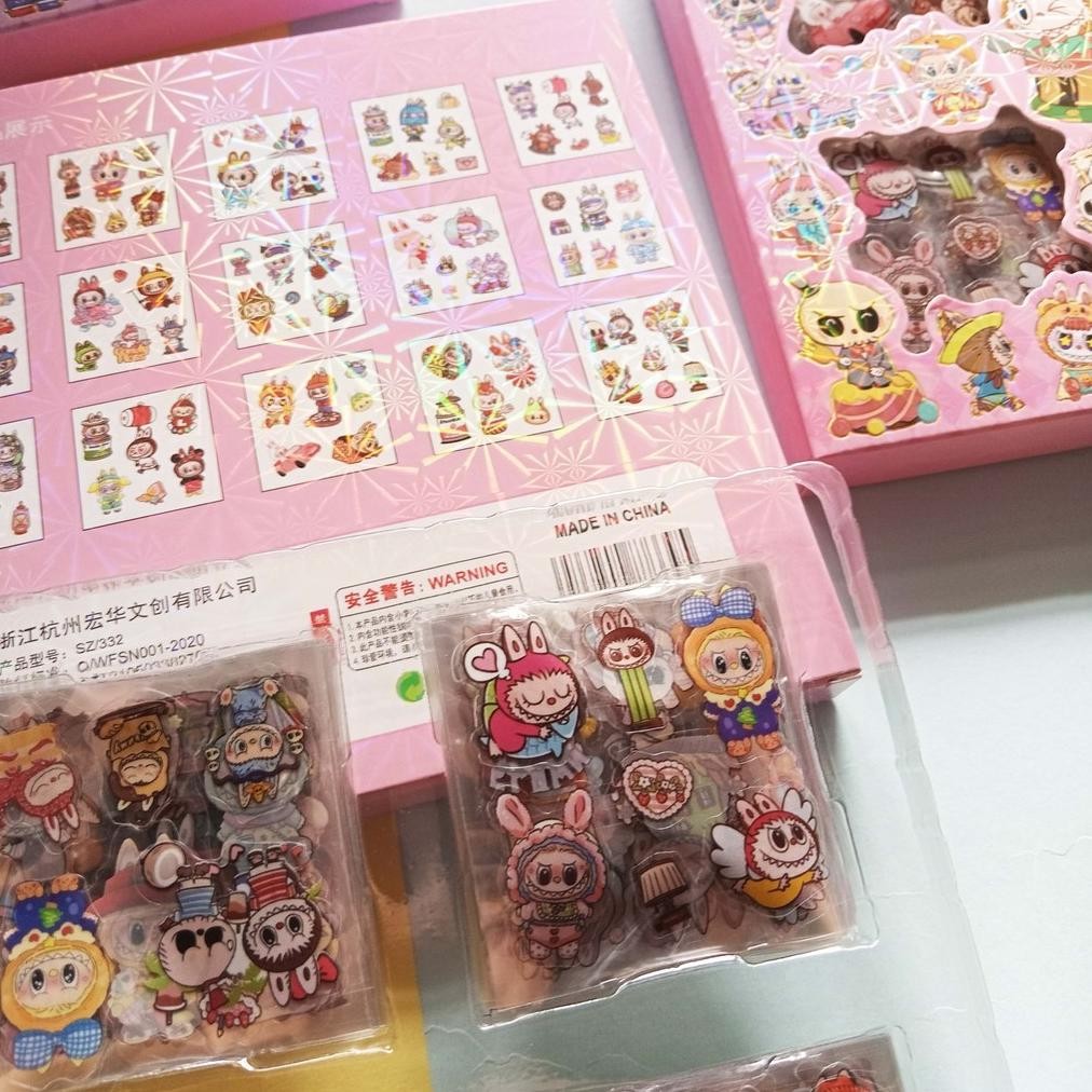

uj-32 gd-8 Labubu Sticker Box Isi 100 - Stiker Anti Air Labubu 100 Lembar Murah Berkualitas Murah Murah