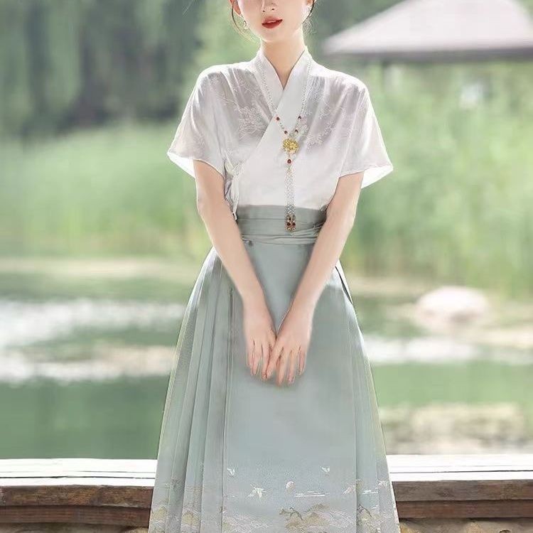 Set Rok Mamian Hanfu Kuno Gaya Cina Baru