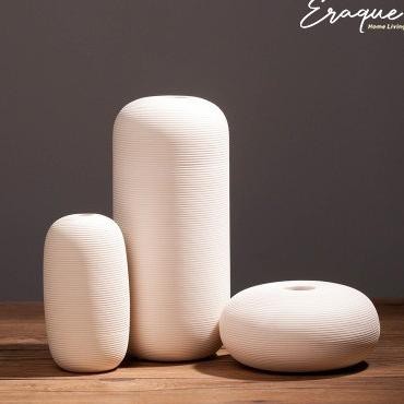 Leka Vase / Vas Pot Bunga Dekorasi Putih Scandinavian Aesthetic Unik Keramik