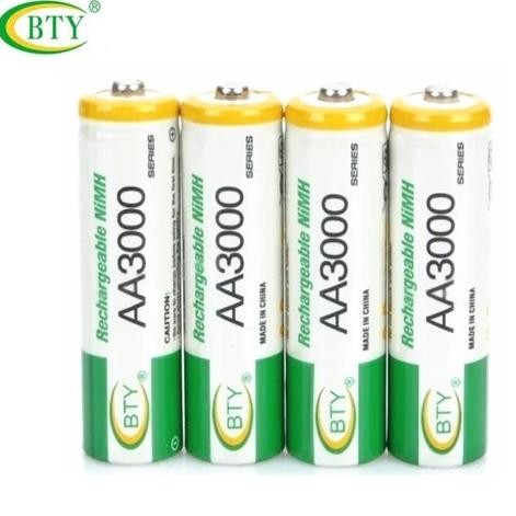 ready PAKET BATERAI BTY AA 3000 Mah RECHARGEABLE 1,2V + QUICK SMART CHARGER