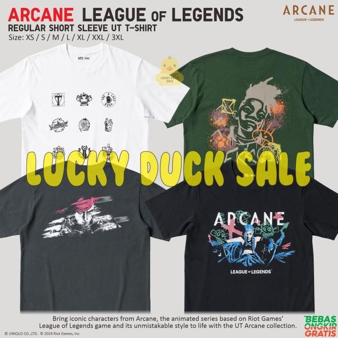 baru  Arcane League of Legends UT Shirt Regular Kaos UNIQLO Ekko Violet Jinx Powder murah