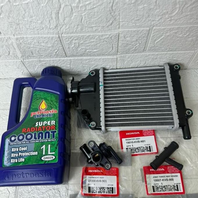 TERLARIS - Paket Radiator(KVB)+AirRadiator+Thermostat+Selang Buat motor Vario 110 Karbu, Vario Lama,