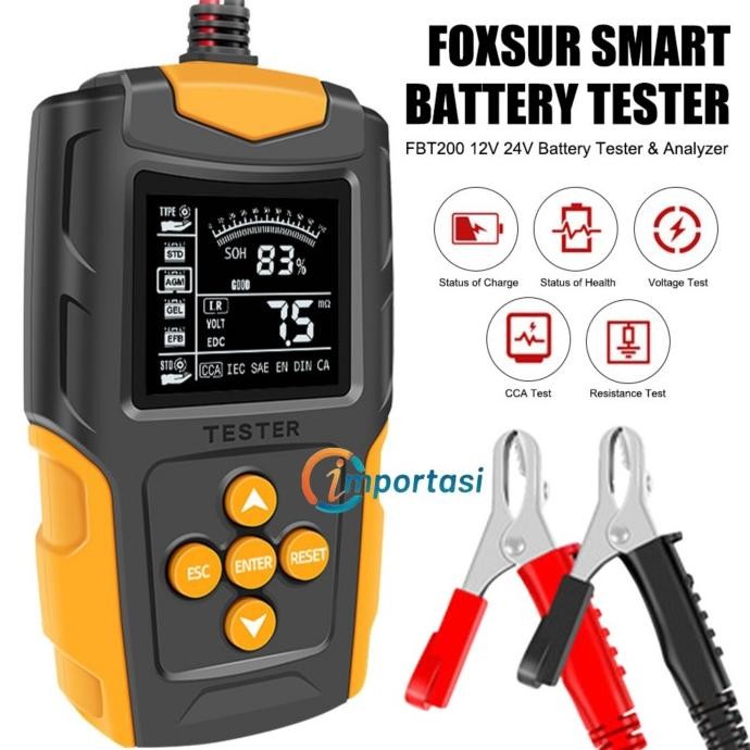 Sale Foxsur Smart Battery Tester Aki Mobil Motor 200Ah Health Analizer Scan