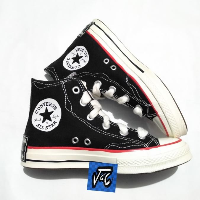 Sale Converse Chuck 70 70S Sketch Cartoon Pinstripe Wavy Stitch Oversized Hi Black