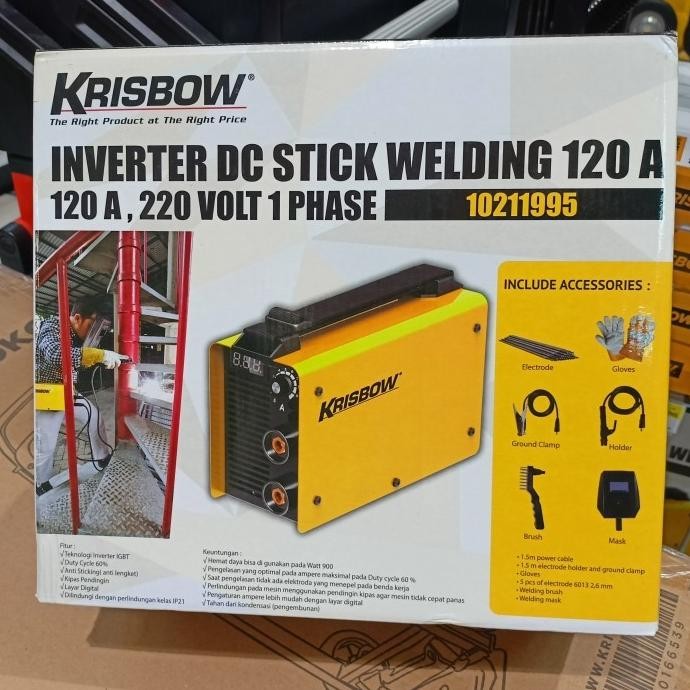 Krisbow Mesin Las Inverter 120A Inverter Dc Stick Welding 120 A Vrsd12 New Stok